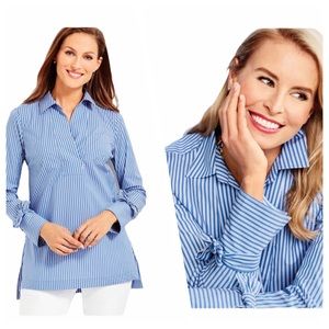 Talbots Tie-Cuff Popover Striped SP